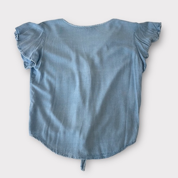 Cropped Button-up Ruffled Sleeve Top Sz L - Picture 3 of 5